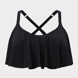 TORRID BLACK WIRELESS FLOUNCE BIKINI TOP